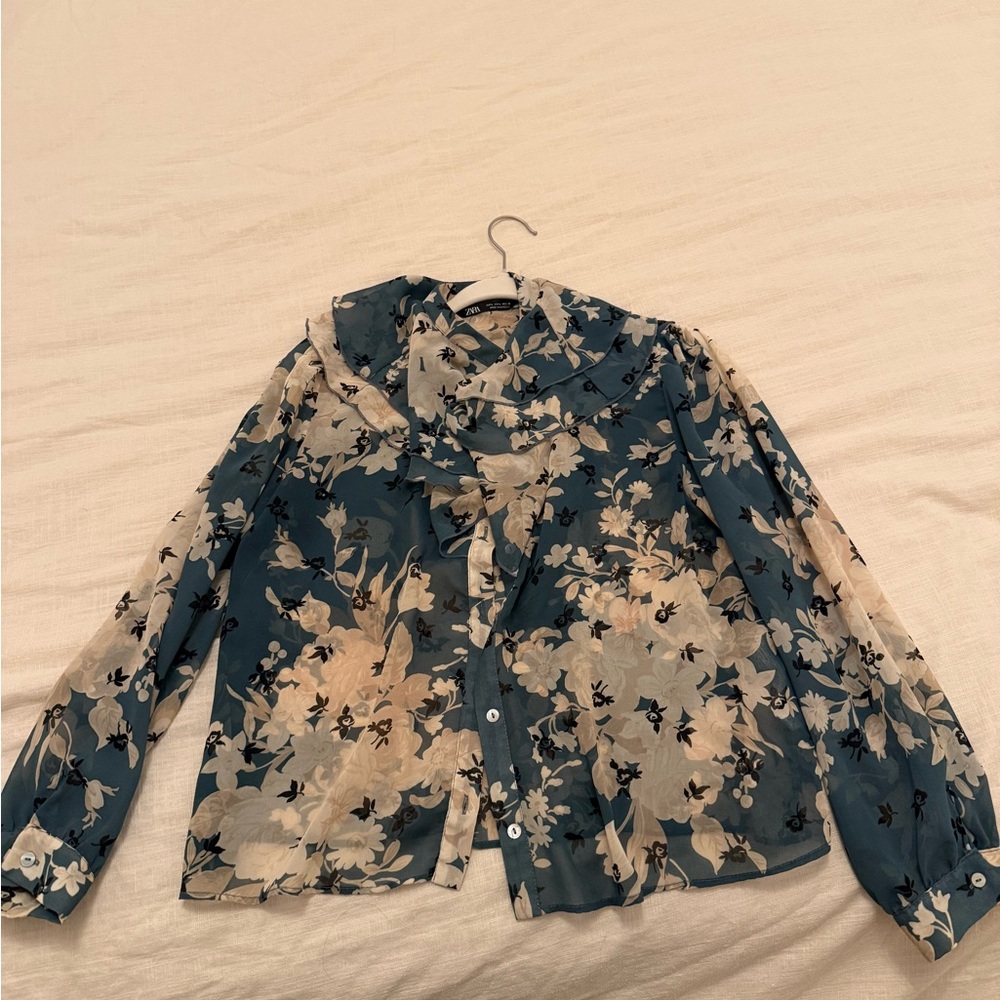 Zara Floral Blouse - Black and Cream